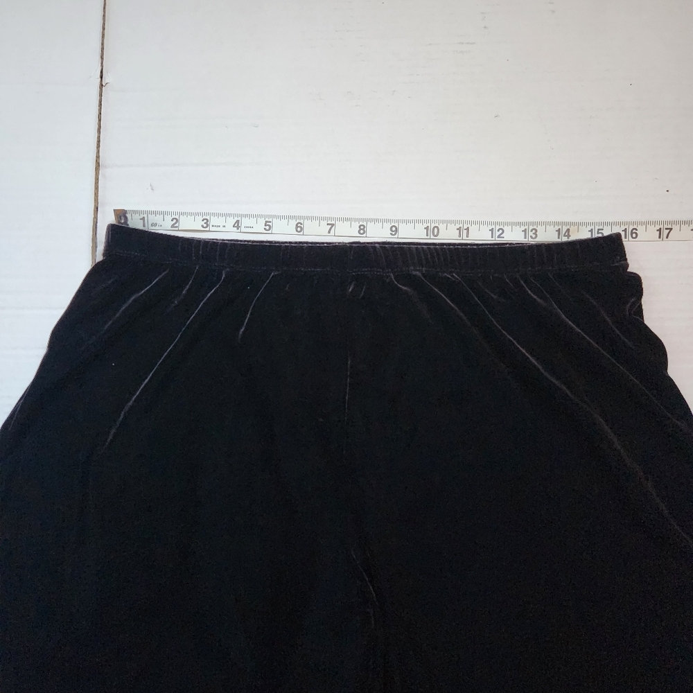 Chico's SZ 3/16S Black Velvet Stretch Knit Wide Leg Elastic Waist Pull On Pants - Picture 8 of 11